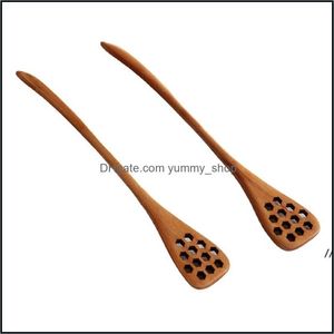 Spoons Natural Wood Honey Stick Long Spoon Honeycomb Dipper RRB14905 Drop Delivery Home Garden Kitchen Dining Bar Flatware Otbum