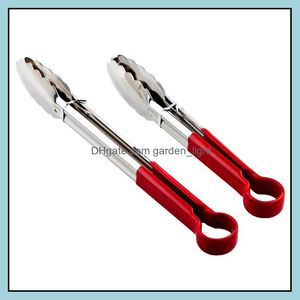Other Kitchen Tools Modern Must Have Good Quality Food Serving Tongs Red Pp Handle Stainless Steel Tong Drop Delivery Home Garden Din Otbad
