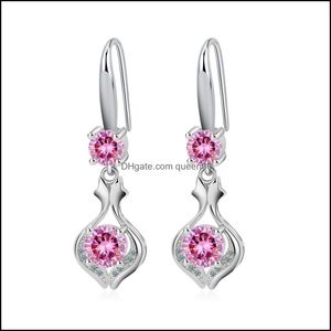 Charm S925 Stamp Sier Plated Earrings Cut Fish Charms Zircon Earring Jewelry Blue Pink White Shiny Crystal Hoops Piercing For Women Dhbu1