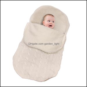 Blankets Baby Warm Swaddling Blanket Infant Stroller Sleepsack Footmuff Thick Swaddle Wrap Knit Envelope Newborn Slee Bag Dh0626 T03 Dhzjc