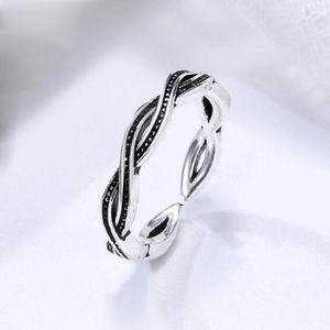 Cluster Rings Trendy 925 Sterling Silver For Women Simple Intervävning Thai Ring Smycken Girl Party Accessories GiftsCluster