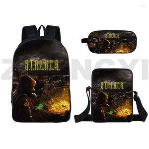 Backpack Shooting Game S.T.A.L.K.E.R. 2 Coração de 3d 16 polegadas Stalker Cartoon Student School School Men Mulheres viagens diárias