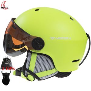 Capacetes de esqui MOON Capacete de esqui com óculos de proteção integralmente moldados PCEPS Capacete de esqui de alta qualidade para esportes ao ar livre Ski Snowboard Capacetes de skate 230113