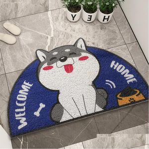 Carpets Semicircle Cartoon Animal Carpet Soft Thick Plush Mat Super Water Absorption Easy Care Mats For Shower Tub And Bathroom Drop Dh6Hk