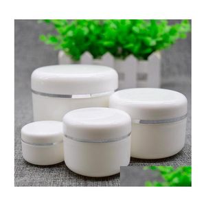 Garrafas de empacotamento 20 50 100 250 ml vazio branco borda portátil portátil recarregável maquiagem cosmética de maquiagem de amostra de jarra de name