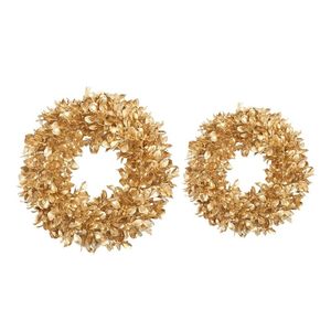 Dekorativa blommor kransar Guld Boxwood Wreath 12/17 tum Artificial Fall Garland Farmhouse Decoration For Fra Door Christmas Hallowee