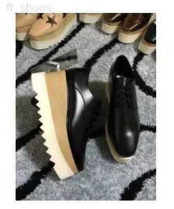 2023 Novo Atacado Elyse Stella McCartney Scarpe Platform Sapatos Femininos Couro Genuíno Preto Com Sola Branca