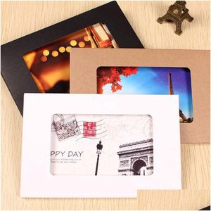 Gift Wrap 10.2X15.5X0.5Cm Kraft Paper Foldable Po Display Box Postcard With Window Greeting Card Party Packaging Boxes Lx0659 Drop D Dhbtg