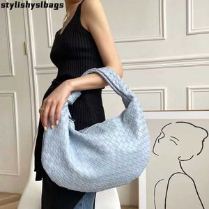 Shoulder Bags 2022 fashion hand-woven woven bag luxury woven leather printing large-capacity shoulder bag ladies PU knotted handle casual hand 011323H