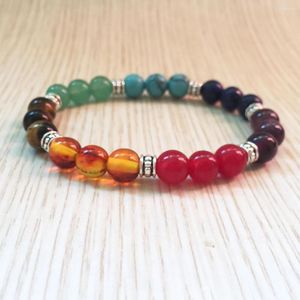 Bracciale a 7 chakra, in pietra naturale, elasticizzato, curativo, energetico, da polso, Mala, per bilanciare e allineare i chakra Yoga