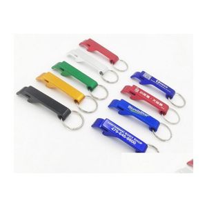 Öppnare 500 st/parti ny kampanj Anpassad tryckt logotyp Gift Metal Aluminiumlegering Bottle Opener Keychain Laser Drop Delivery Home Gar Dhier