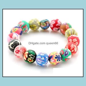 Charmarmband armband armband nygolymer lera blomma colorf runda pärlor droppleverans smycken dh7ok