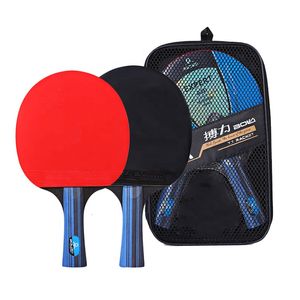 Tischtennisschläger 2-teiliges Ping-Pong-Schlägerschläger-Set, professionelles Gummi-Schlägerpaddel mit langem und kurzem Griff und 1 Tragetasche 230113