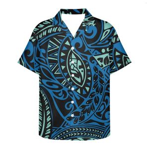 Camisas casuais masculinas Samoa Tattoo Men's Summer Sumvas Camisa de lapela de lapela de caça