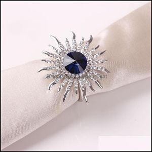 Portatovaglioli Bling Blue Ring Holder Diamond Drop Consegna Casa Giardino Cucina Sala da pranzo Bar Accessori per la decorazione della tavola Otemw