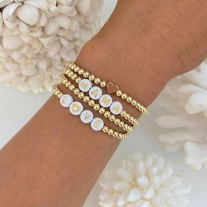 Strang Perlenstränge Go2Boho 4 Stück/5 Stück Hämatit-Herzarmbänder Goldfarbenes Armband für Frauen LOVE MAMA Briefschmuck Stapelbar Hohe Qualität