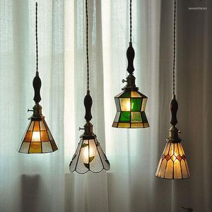 Pendelleuchten Vintage Lampe handgeklebter Glaslampenschirm zum Aufhängen für Deckenkorridor Restaurant Home Decor Beleuchtungskörper