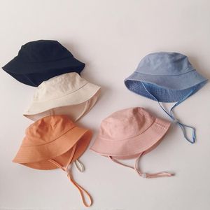 Berets LDSLYJR 2023 Cotton Solid Color Bucket Hat Fisherman Outdoor Travel Sun Cap Hats For Children Boy And Girl 03