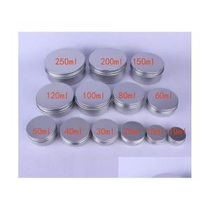 Packing Boxes 10 15 30 60 100 150 200 250 Ml Empty Aluminium Cosmetic Containers Pot Lip Balm Jar Tin For Cream Ointment Hand Packag Dhzbm