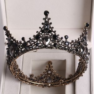 Wedding Hair Jewelry Baroquecrowns Crystal okrągła nowoczesna Tiara Pageant Prom Diandem Accessories Witch Headband 230112