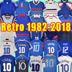 França Retro Jerseys de Futebol Zidane Henry Maillot De Foot Pogba Camisa de Futebol Rezeguet DesAILLY Clube Francês Clássico Vintage 84 86 88 90 1982 1996 1998 2000 2002 04 06 10