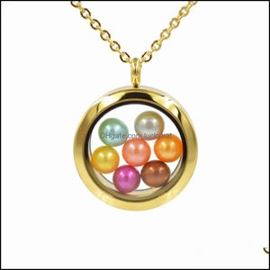 Lockets Selling Gold Color Stainless Steel Pendant Necklace For 67 Mm Round Pearls Aromatherapy Box Best Gift Drop Delivery Jewelry Otolm