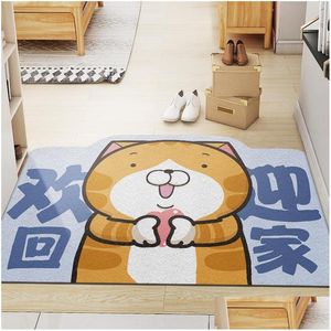 Carpets Cute Cartoon Animal Shape Plush Comfortable Home Decor Door Mat Interesting Bathroom Absorbent Bath Indoor Carpet Kitchen No Dhr4N