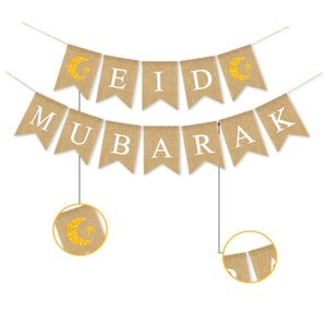 1 Set Muslim Party Decorations Hanging Streamers Eid Mubarak Supplies Ramadan Festival Banner Pull Flag 1014 V23095256