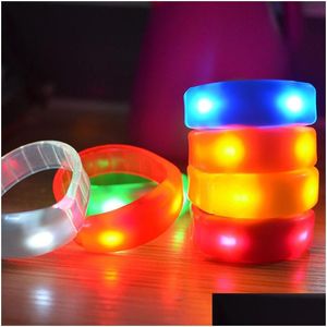 Other Event Party Supplies Music Activated Sound Control Led Flashing Bracelet Light Up Bangle Wristband Club Bar Cheer Luminous H Dhh1R