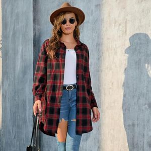 Frauenblusen Ankunft Herbst Winter Kleidung Ladies Casual Long Sleeve Botton Up Stecked Flanell Women Plaid Hemd