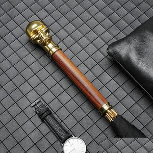 Paraplyer Creative Luxury Paraply Rian Long Handle Skls Gold Windproof Rain Women Metal Retro Men Business Gift Y6s Drop Delivery H Dhtnu