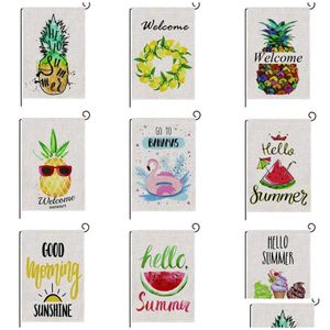 Banner Flags 47X32Cm Spring Summer Burlap Welcome Garden Flag Indoor Outdoor Double Sided House Yard Home Decor Sn4090 Drop Delivery Dh7Wc