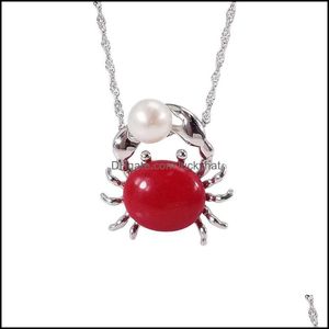 Impostazioni di gioielli Commercio all'ingrosso di fabbrica Cute Crab S925 Pure Sier Pearl Pendant Mount Moda femminile Semplice fai da te Accessori staffa vuota Otzyi