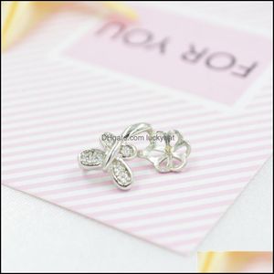 Ustawienia biżuterii S925 Sterling Sier Small Butterfly Pearl Pendant Mount Kobieta DIY Pusta akcesoria wspornikowe Dz038 Dostawa Otbi6