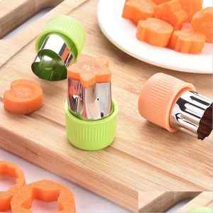 Cooking Utensils 3Pcs Portable Star Heart Shape Stainless Steel Fruit Cutting Die Cook Tools Plastic Handle Vegetables Cutter Kitche Dhmb2