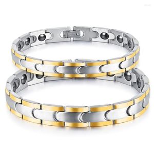 Braccialetti a maglie Braccialetti magnetici per la salute con design a catena a mano Granny Chic Bracciale energetico salutare in acciaio inossidabile 316L per donna uomo