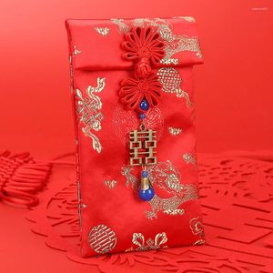 ギフトラップ2023中国の年金ポケットラッキー厚いホンバオの家事伝統的な結婚式の誕生日レッドエンベロープバッグ