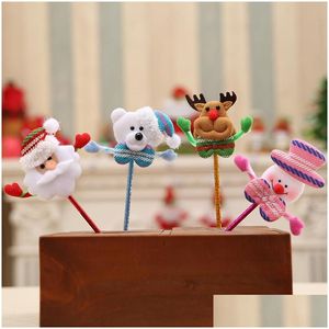 Party Favor Christmas Cartoon Pen Santa Claus/Snowman/Bear/Elk Xmas Tree Ornaments Childrens Gifts Decorations Dhs Drop Delivery Hom Dh96P