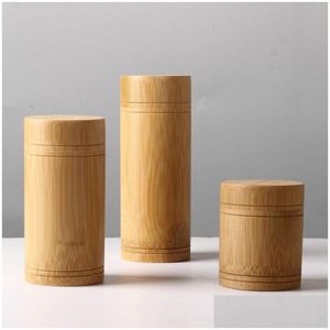 Aufbewahrungsboxen Bins Bambusflaschen Gl￤ser Holz kleine Boxbeh￤lter handgefertigt f￼r Gew￼rze Tee Kaffee Zucker mit Deckel Vintage L DH495