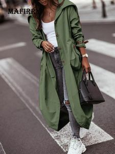 Women's Trench Coats Femme Long Sleeve Solid Wide Waisted Casual Women Streetwear Pockets Outerwear Single Breasted Turn Down Collar Jackets 230113