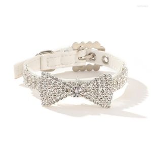 Hundhalsband koppel Fl Strassbowknot Halsband Lyx Designer Smycken Halsband för små raser Hundar Bling Katt Husdjurstillbehör Dhef9