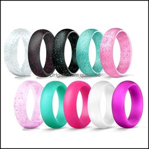 Ringos de banda Sile Anel para mulheres Casamento de 5,7 mm Largura 410 Tamanho alimentar grau hipoalergênico CrossFit Flexible Drop Jewelry Dhig8