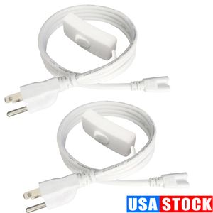 Switch 2/3 Pin LED Tube Cable Connector Wire US Plug Power Extension för integration T5 T8 Tillbehör Anslutning Tillbehör 100st/Lot