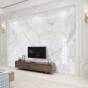 壁紙POの壁紙モダンなシンプルな白い大理石のテクスチャー壁画リビングルームテレビソファソファベッドルーム壁の装飾贅沢3 dwallpapers wal