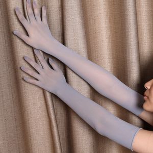 Fingerless Gloves Sexy Lace Thin Transparent Hollow Breathable Long Gloves High Elasticity Solid Women Man White Black Stocking Tight Cosplay 230113