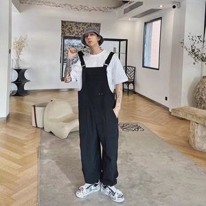 Men s Pants Retro Style Jumpsuits Loose Straight Overalls Black Color Trousers Streetwear Baggy Fashion Casual S 3XL 230112