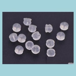 Earring Back Sile Ear Nuts Post Stopper Findings Round Transparent Clear Backs Stoppers Diy Jewelry Components Earnuts Stud Drop Deli Dh6Yx