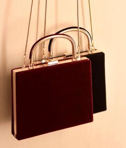 Abendtaschen Frauen Handtaschen Metall Rahmen einzigartige Design weiblicher Samt Schulter hochwertiges Ladies Messenger -Tasche Schwarz Redehung