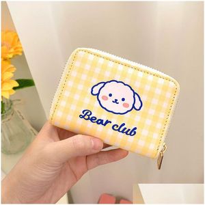 Storage Bags Short Cute Wallet Korean Cartoon Bear Small Mini Coin Purse Clutch Card Cash Organizer Money Bag 2022 Drop Delivery Hom Dhqyw