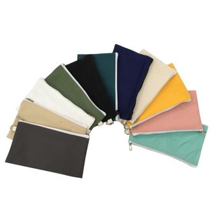 Bleistifttaschen Einfachheit leere Leinwand Reißverschlusstaschen Stiftbeutel Baumwolle Kosmetik Make-up Handy Clutch Bag Drop Lieferung Büro Sch Dhyme